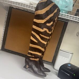 Manolo Blahnik Animal Print Knee-High Boots